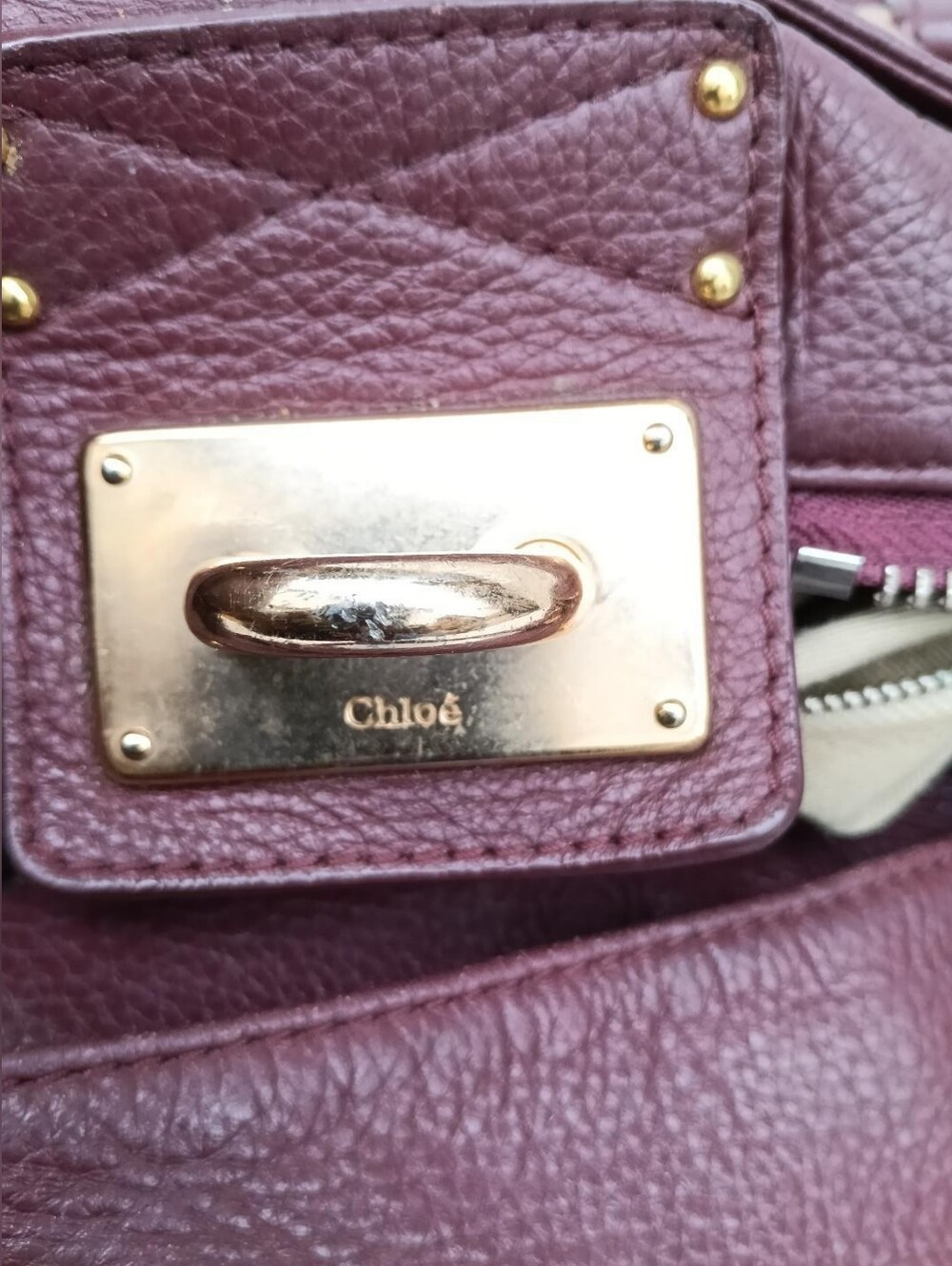 Chloe Women's Leather Satchel Handbag - Burgundy - Picture 5 of 5
